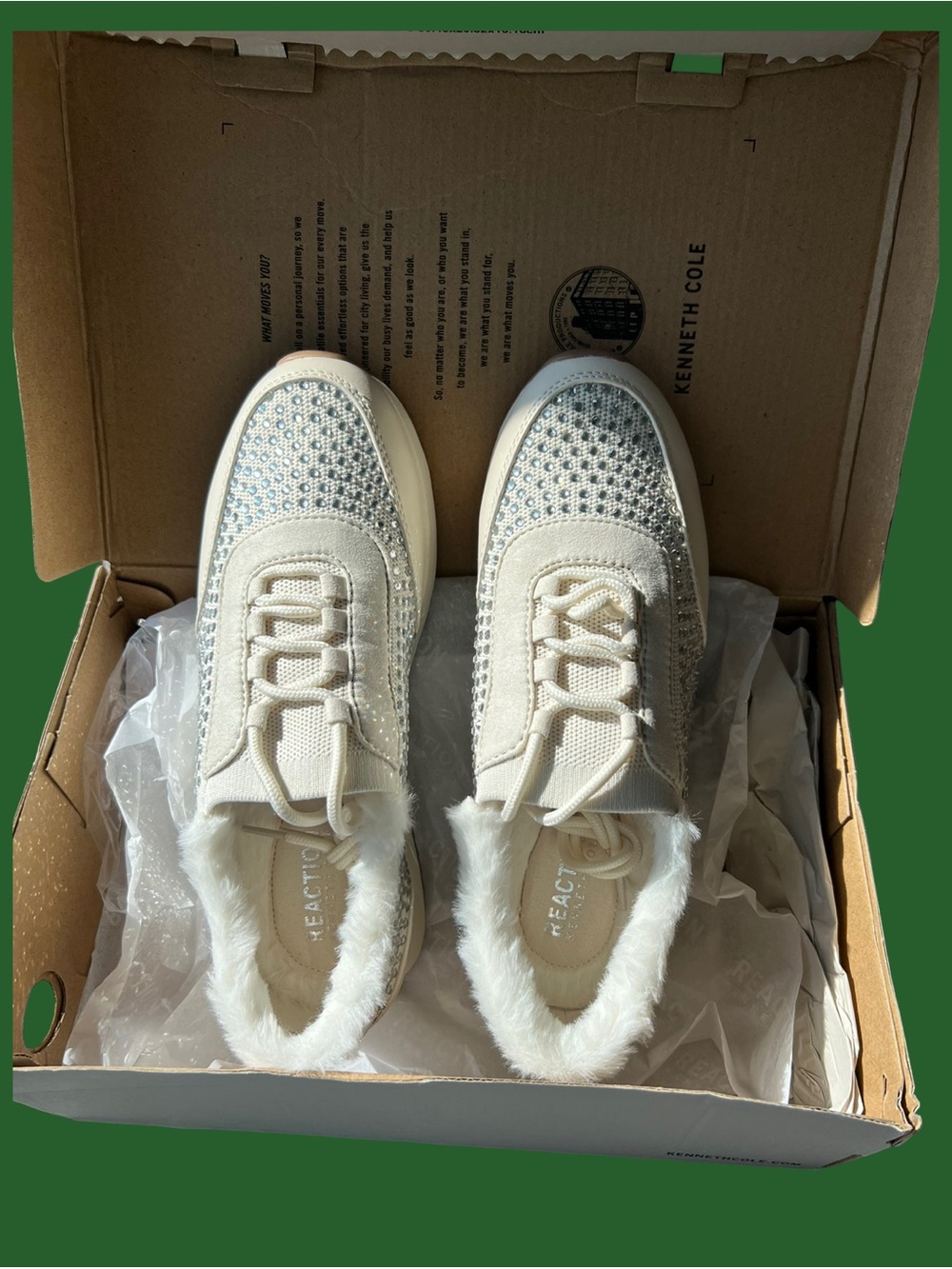 Kenneth Cole Reaction Cari Faux Fur Jewel Jogger Sneaker - Size 7 - Picture 3 of 11